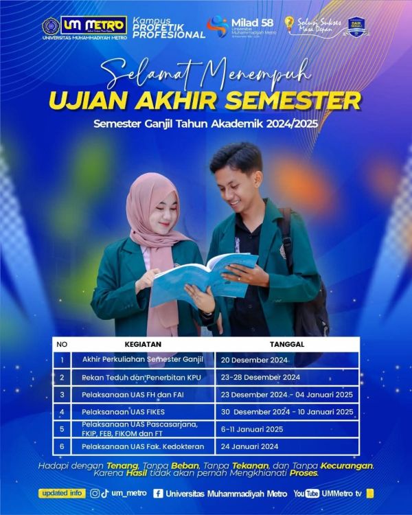 Pelaksanaan Ujian Akhir Semester (UAS) Ganjil  FEB UM Metro TA 2024/2025 