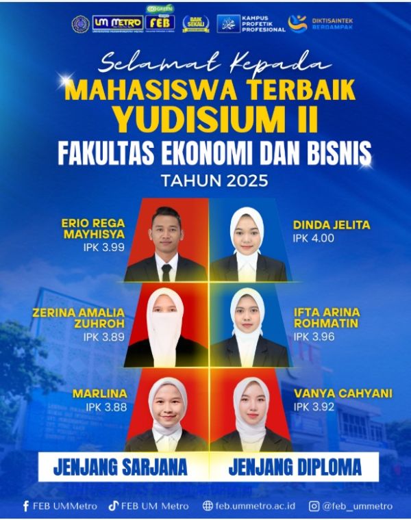 FEB UM Metro Gelar Yudisium Periode II dan Berikan Penghargaan kepada Mahasiswa Berprestasi