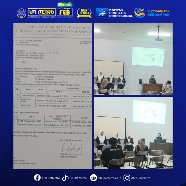 Mahasiswa Prodi S1 Manajemen FEB UM Metro Laksanakan Seminar Proposal Skripsi